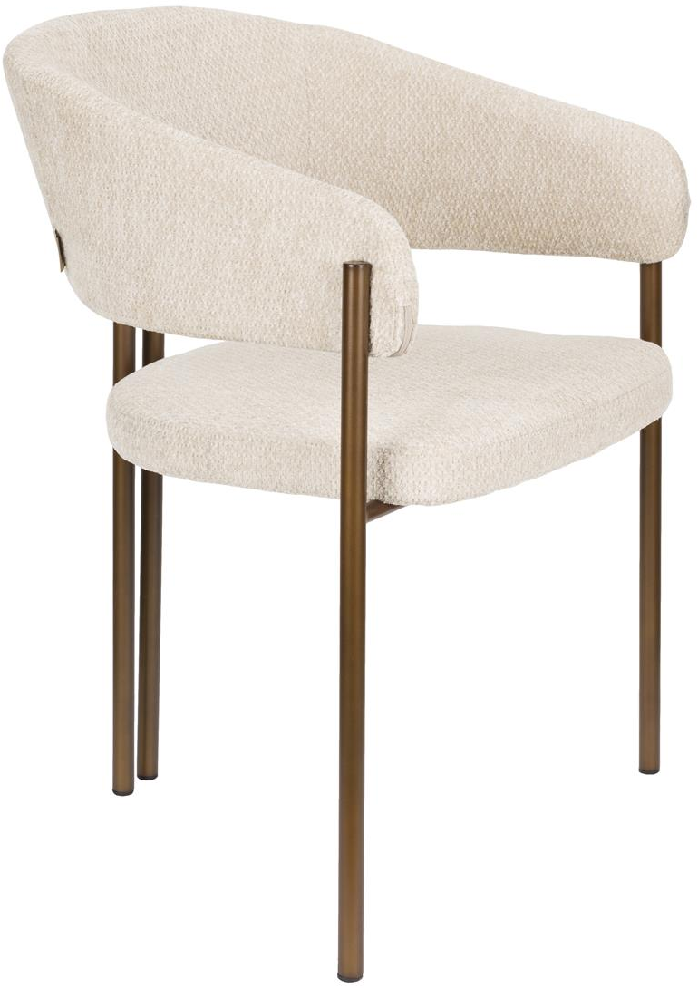 Spisebordsstol Dutchbone Naida   Perlemorsdesign  Pulverlakeret Stålstel  Polyesterpolstring Med Armlæn   Bronzefarvet Base