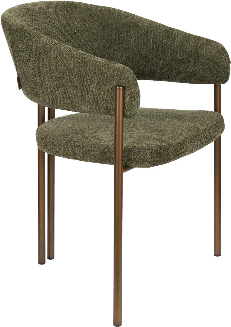 Spisebordsstol   Spisestuestol Dutchbone Naida Bouclé Polstret Polyester Gråbrun Eukalyptuskrydsfiner Stålstel