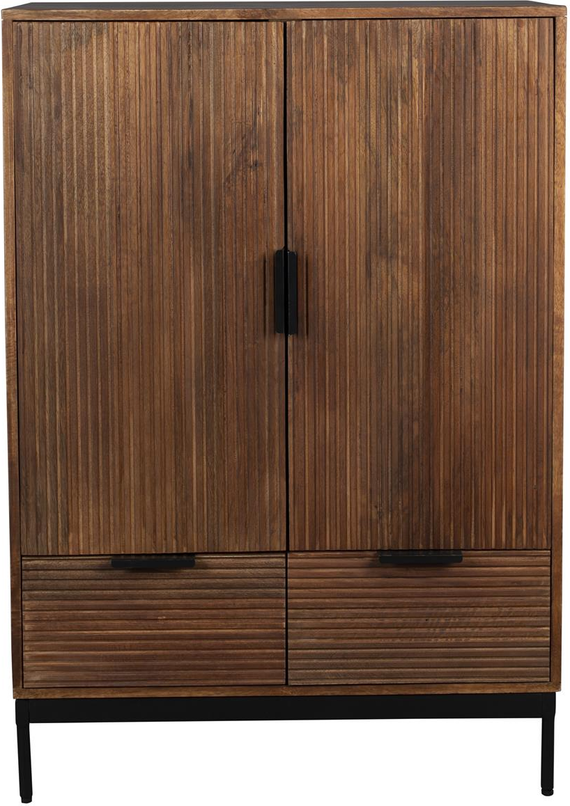Højskab Dutchbone Saroo   Lakeret Mangotræ Kaffetoner Med Grafisk Retrodesign H115xb40xl80