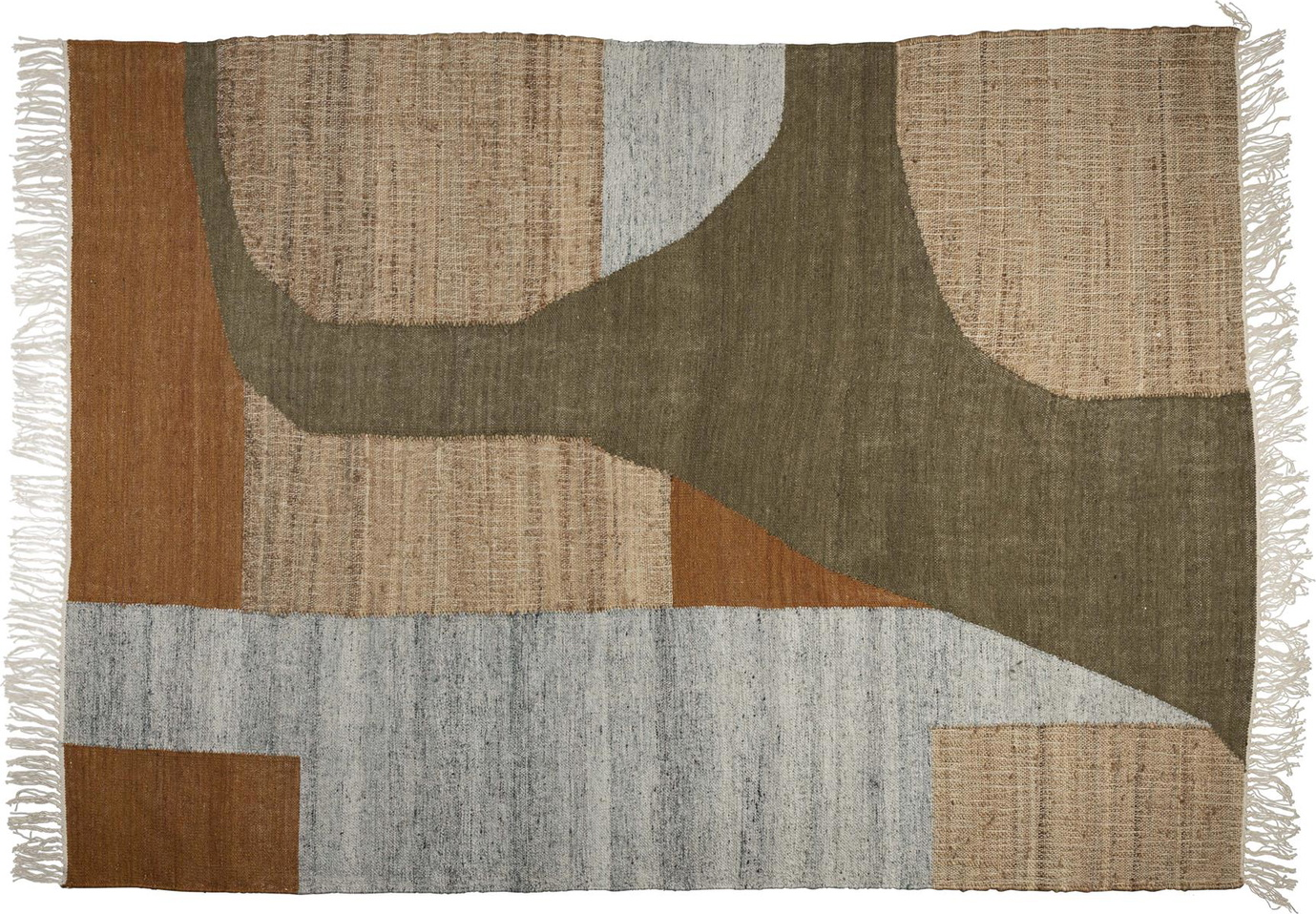 Gulvtæppe Dutchbone Pavilion 200x300   Brungrå  Håndlavet Jute-uld-bomuld Med Asymmetrisk Mønster