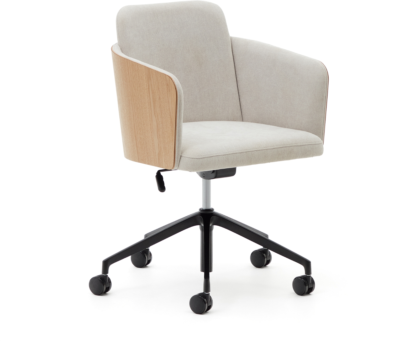 Moderne beige kontorstol med gaslift fra Kave Home