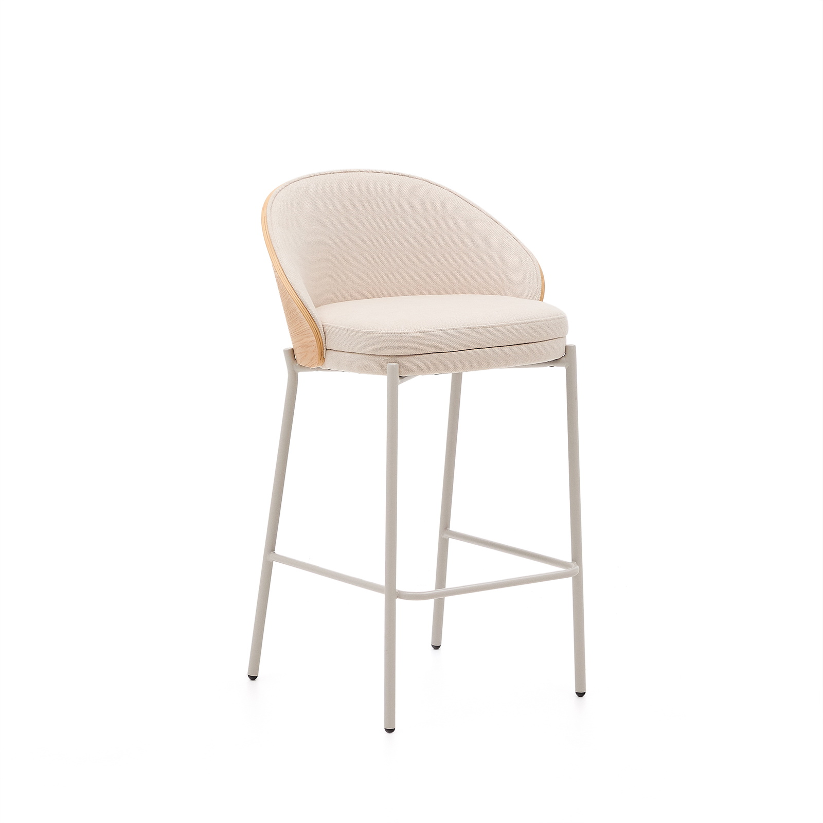 Barstol Kave Home Eamy 65   Polstret Beige Chenille Askefiner Stålstel