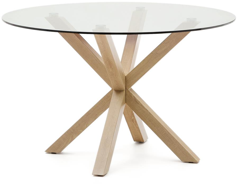 Rundt Spisebord Kave Home Argo   Nordisk Moderne Design   Hærdet Glas   Naturtræ ø119