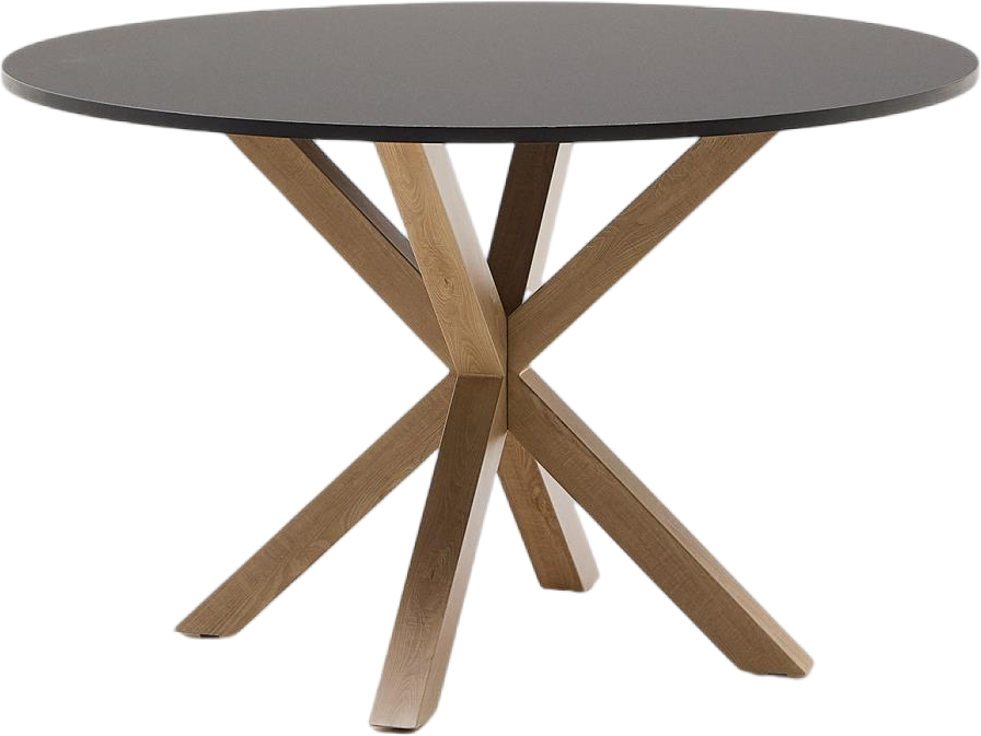Rundt Spisebord Kave Home Argo ø120   Sort Natur  Mdf   Stålben