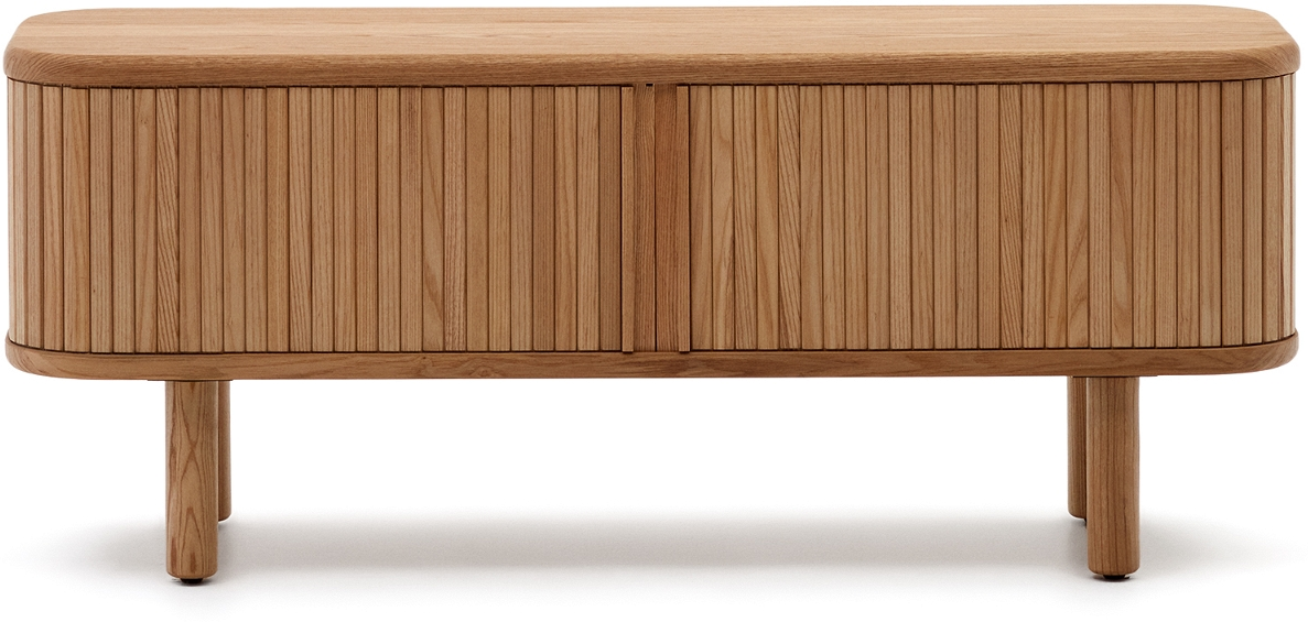 Elegant TV-bord i Naturask med Skydedøre - Mailen Serien