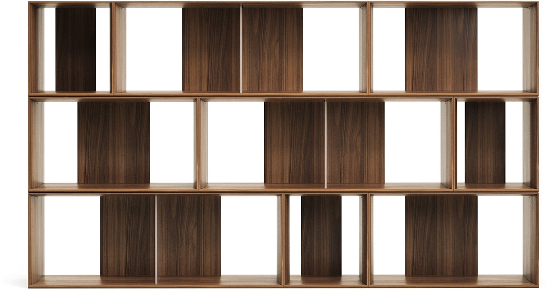 Bogreol Kave Home Litto Modulært Design   Mørk Naturtræsfiner H114xb30xl202
