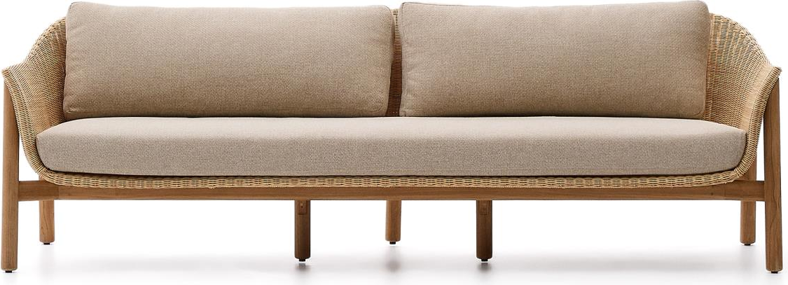 Udendørs  -personers Havesofa Kave Home Galea Beige 223   Bred Med Teaktræ   Syntetisk Rattan