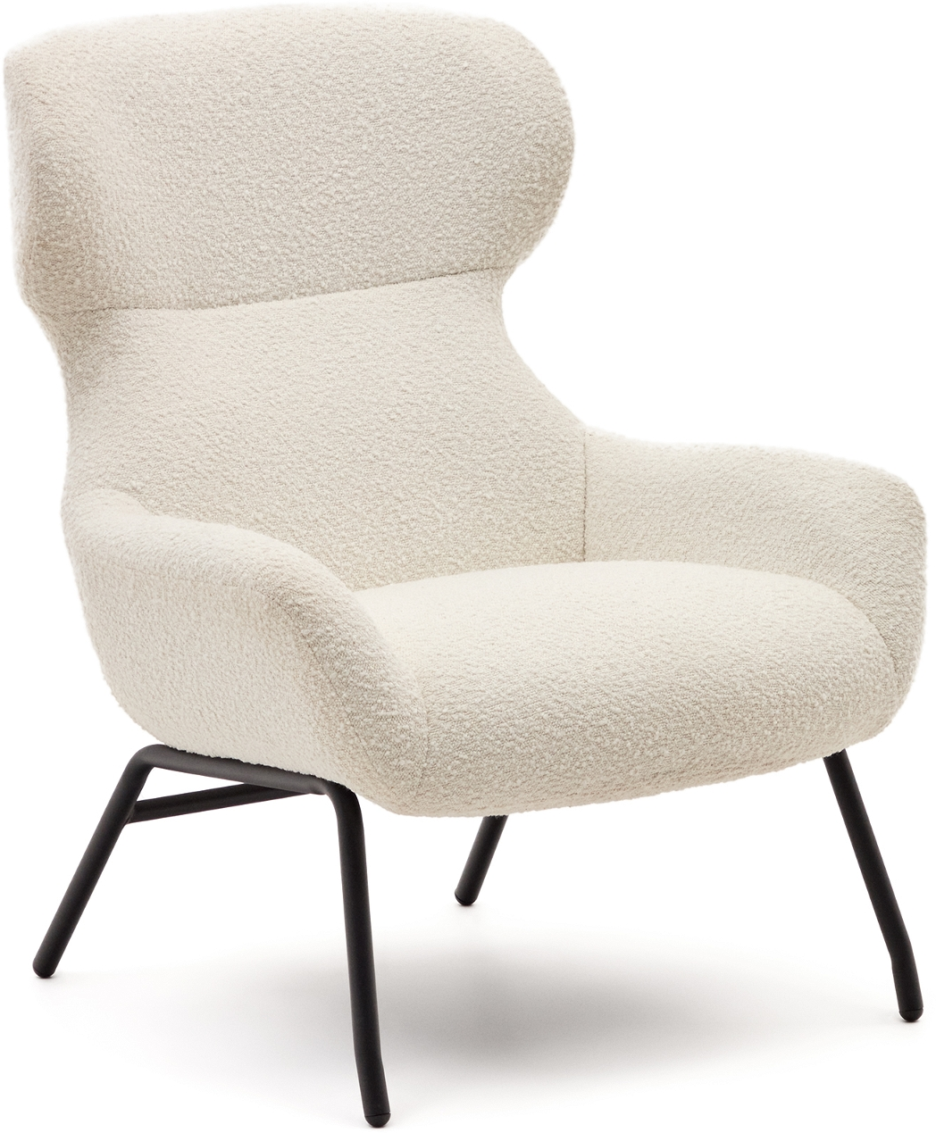 Moderne Beige Lænestol Zalina med Shearling og Metalben