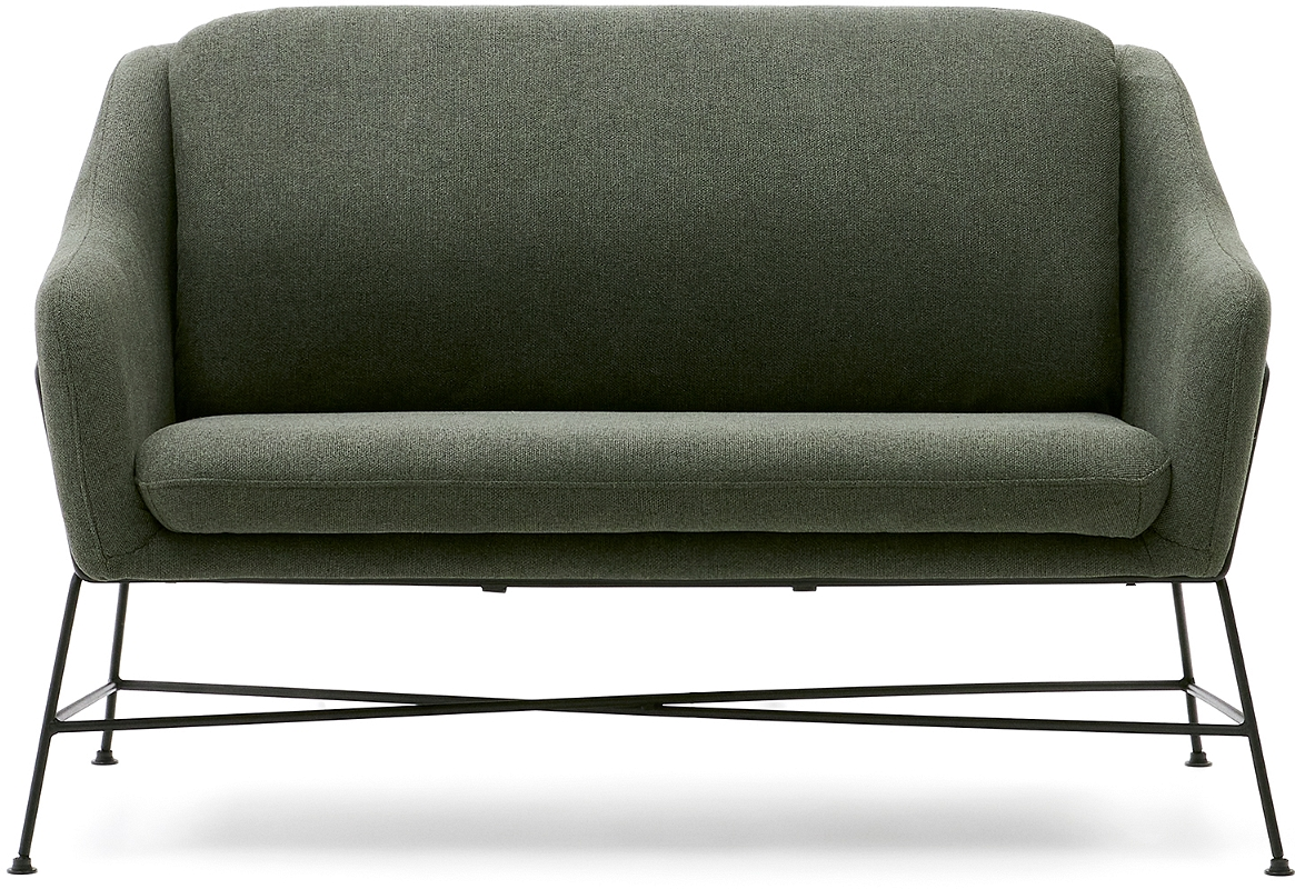 Moderne 2-personers Sofa Brida i Grøn med Sort Stål