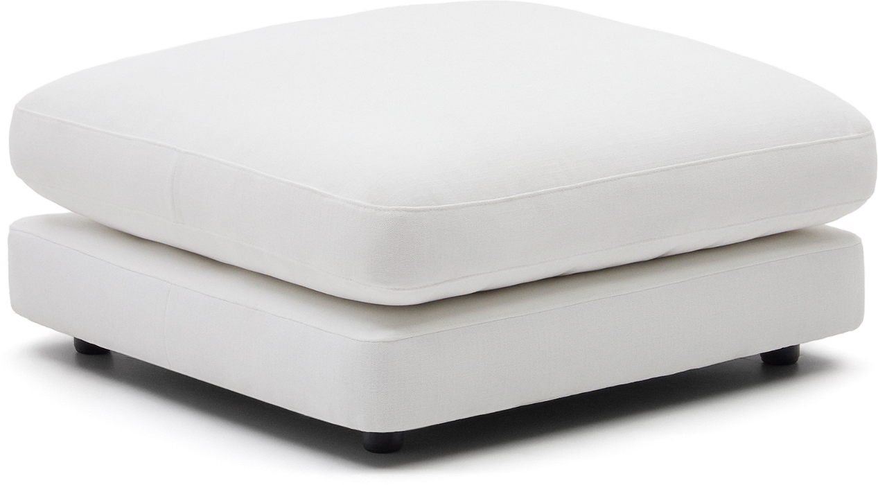 Elegant Kave Home Gala Puff i Hvid Chenille - Stilfuld Komfort