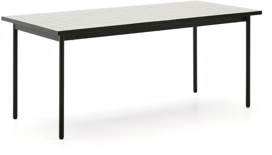 Udendørs Spisebord Kave Home Maurina 182   91   Mørkegrøn Keramisk Mosaik   Galvaniserede Stålben