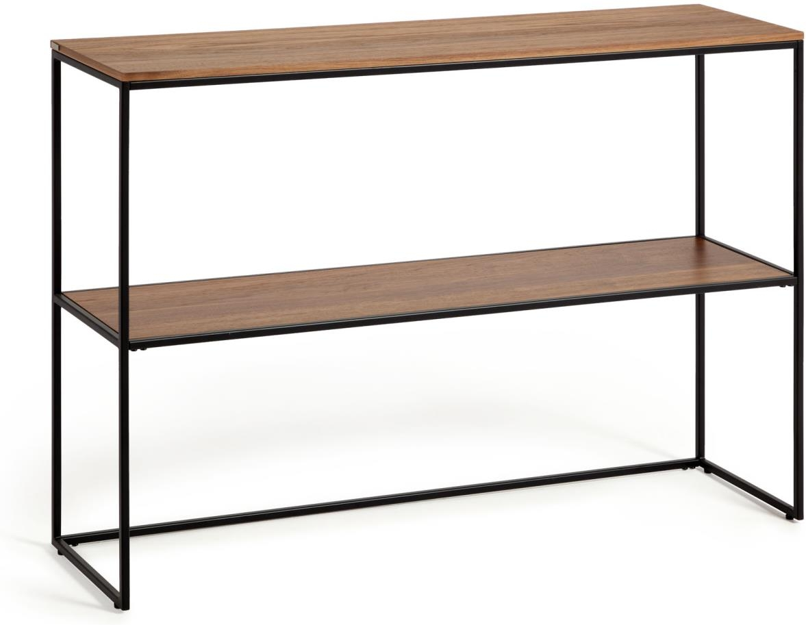 Konsolbord Kave Home Yoana   Mat Sort Metal Med Valnøddefiner 120x30x80