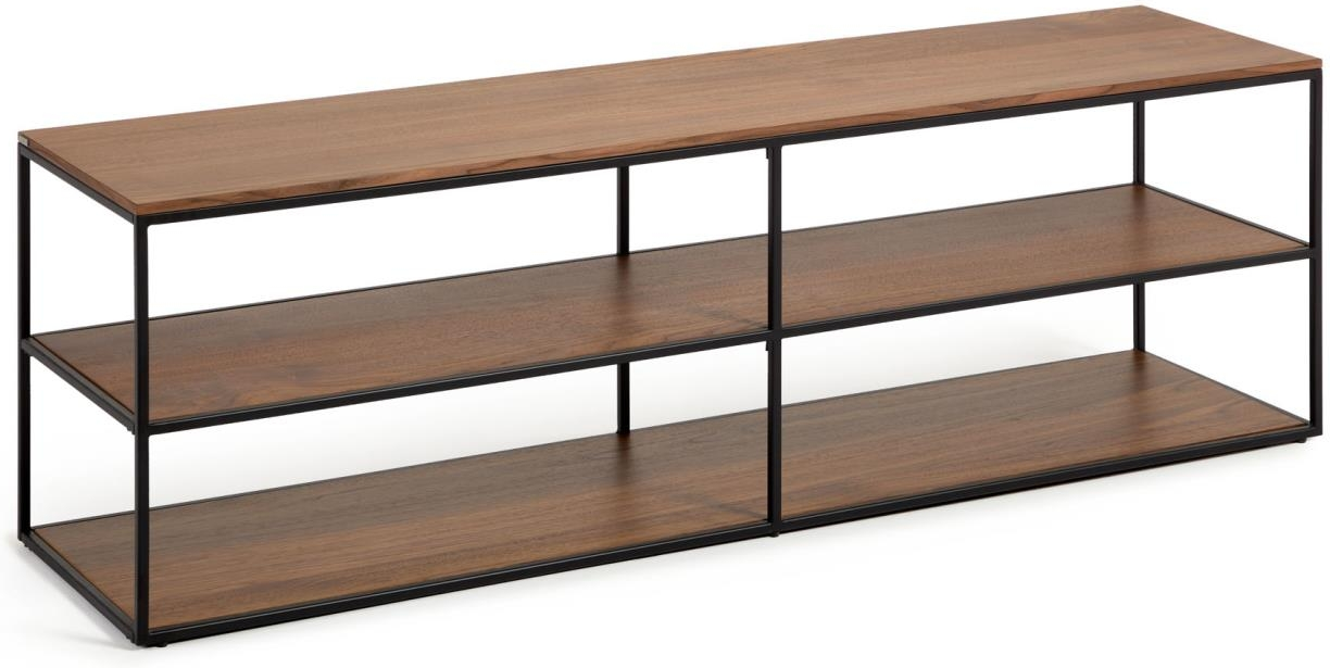 -bord Kave Home Yoana  -bænk   Mørk Valnøddefiner   Sort Metal   160x40x50