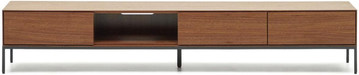 -bord Kave Home Vedrana   Egetræsfinér   Stål Med   Skjulte Skuffer 195   Mørk Natur Sort