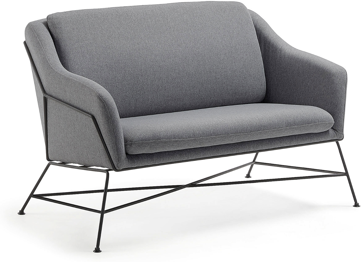 Moderne 2-personers sofa Brida i mørkegrå med metalben