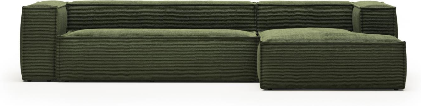 Kave Home Blok Højrevendt Chaiselong Sofa i Grøn Corduroy