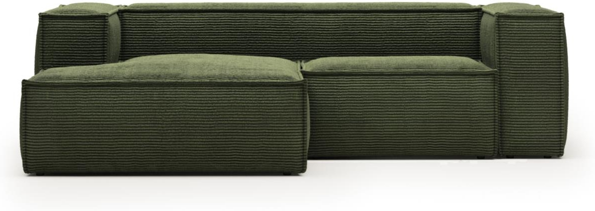 Chaiselong Sofa Kave Home Blok Fløjl Grøn - Venstrevendt