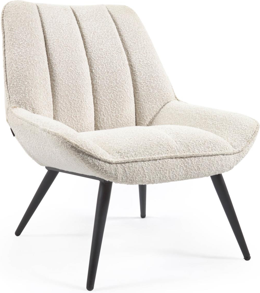 Lænestol Kave Home Marlina Nordisk Moderne Hvidt Stof Sorte Ben 86x74x77