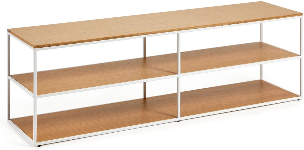 -bord Kave Home Yoana Industrielt Mediebænk   Egetræfinér   Hvidt Pulverlakeret Metal 160x40x50