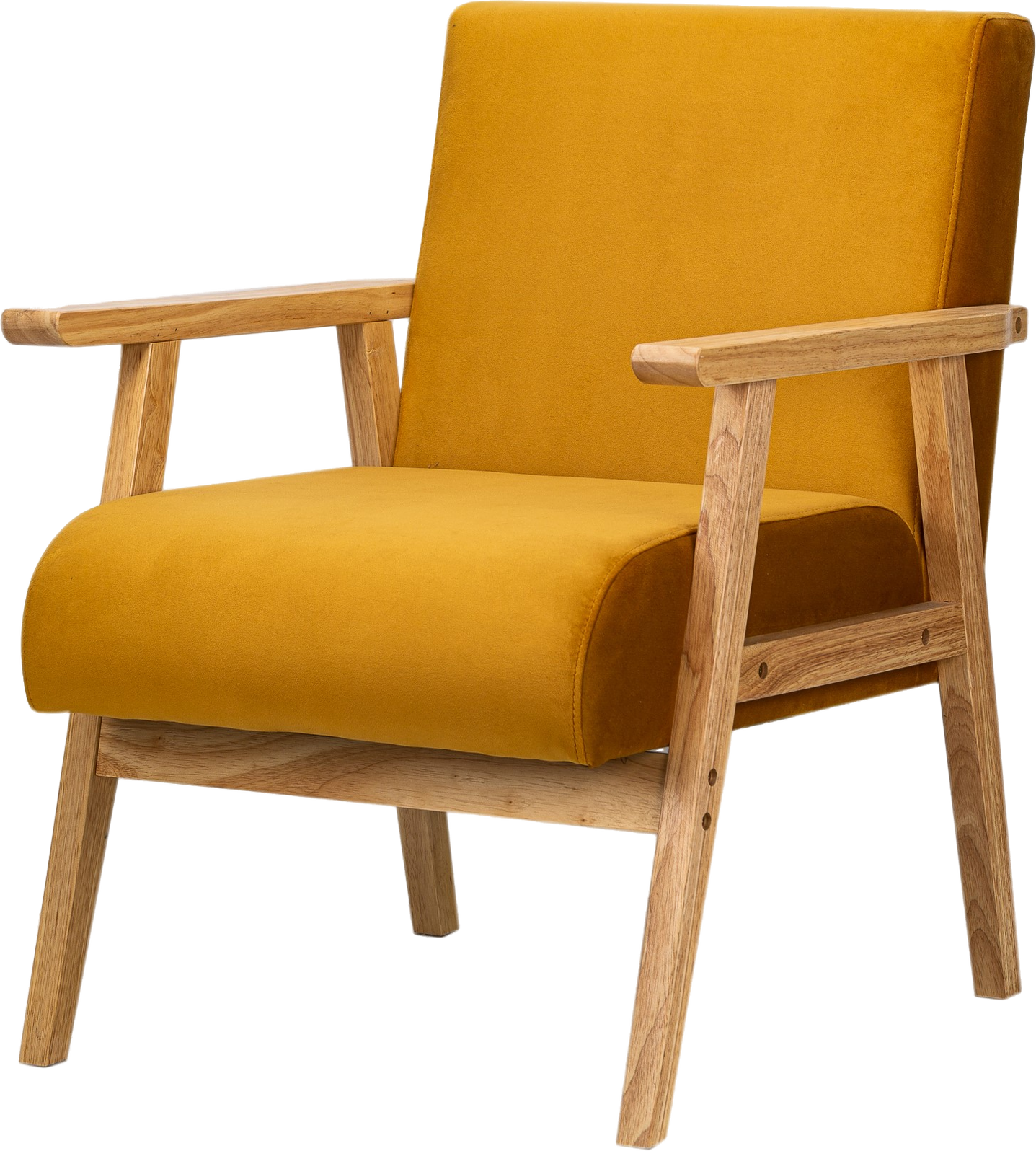 Loungestol Louis Nordlys Furniture Gul Fløjl Fsc-træ H76xb60xd70