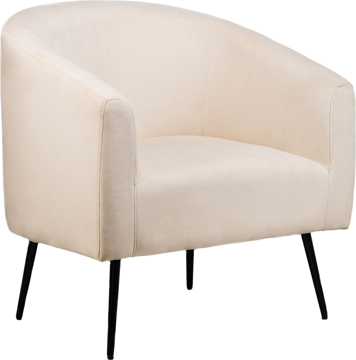 Loungestol Lænestol Kiruna Fra Nordlys Furniture   Beige Oeko-tex Fløjl Med Sorte Metalben   Skandinavisk Design
