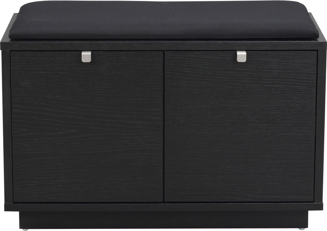Entrébænk Rowico Confetti   Sortlakeret Egetræ Med Polstret Optex-stof     Skuffer H45ã B70ã D35