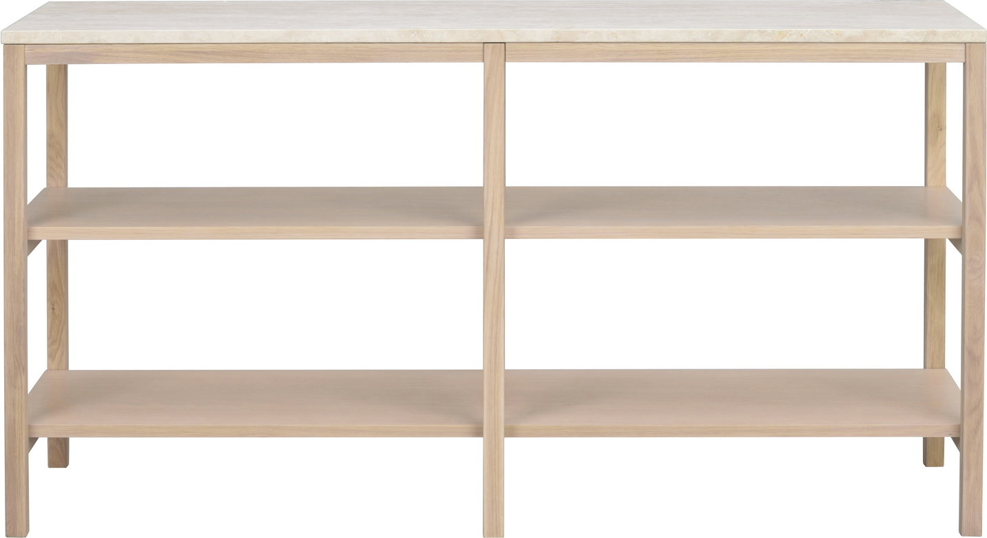 Konsolbord Rowico Orwel   Massivt Egetræ   Ubehandlet Italiensk Travertin Beige Hvidvasket 140x40x75