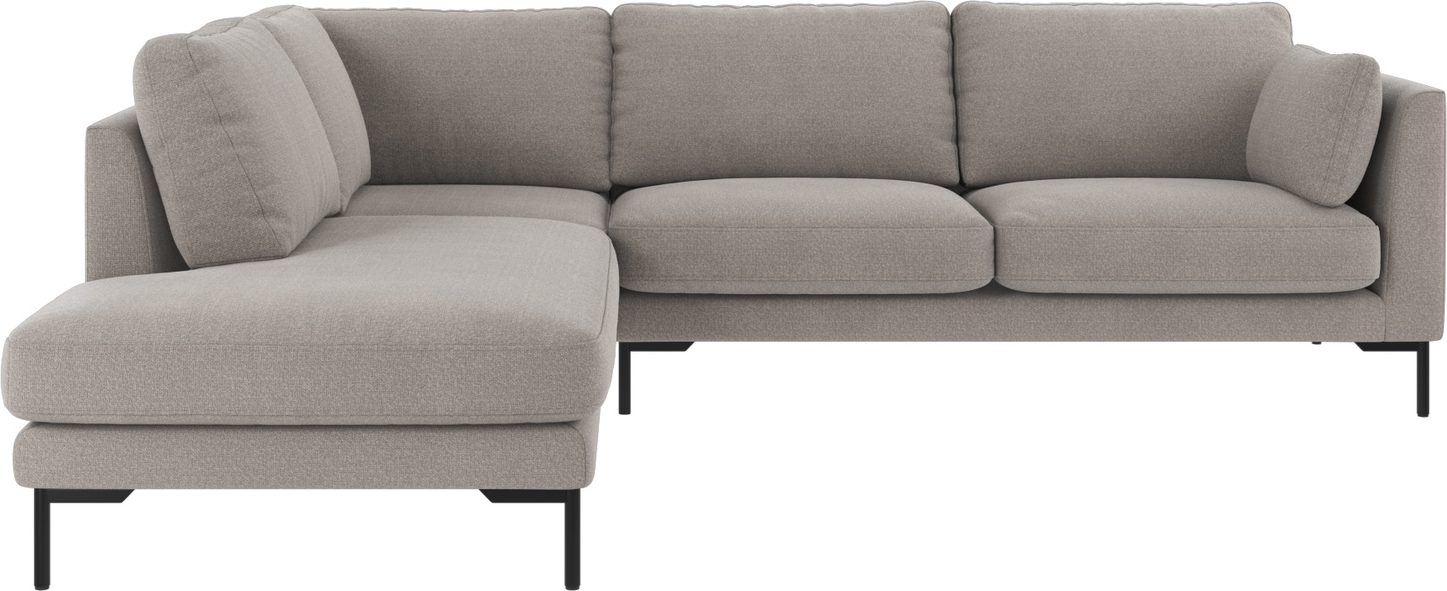 Hjørnesofa Rowico Corwin Venstrevendt Lysegrå Rita 167 Polyester Med Sorte Metalben H83ã B266ã D226