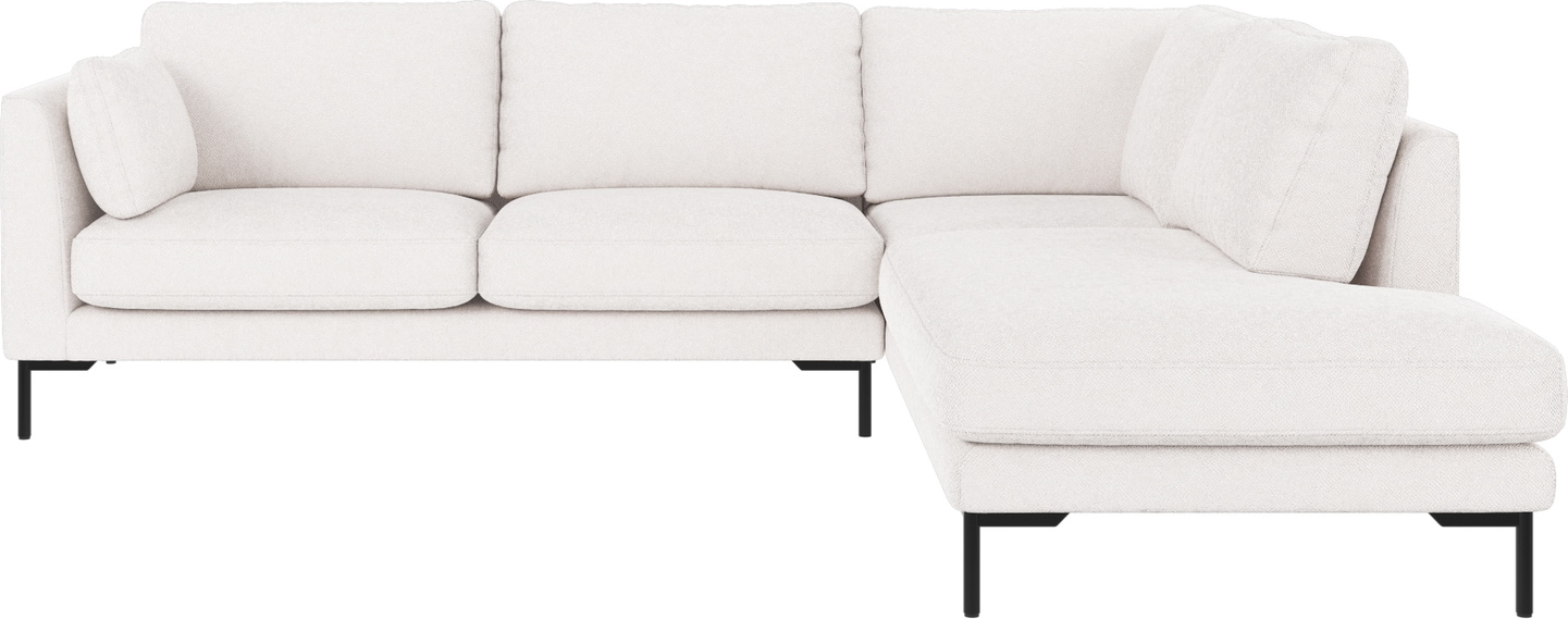 Hjørnesofa Højrevendt Rowico Corwin  Hvid Bobby   Stof  Sorte Metalben  266x226