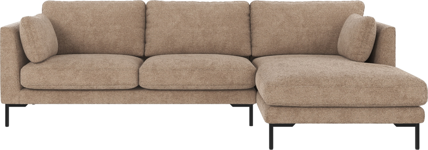 Chaiselongsofa Rowico Corwin Højrevendt 270x160x83   Grå-beige Robin Stof Metalben