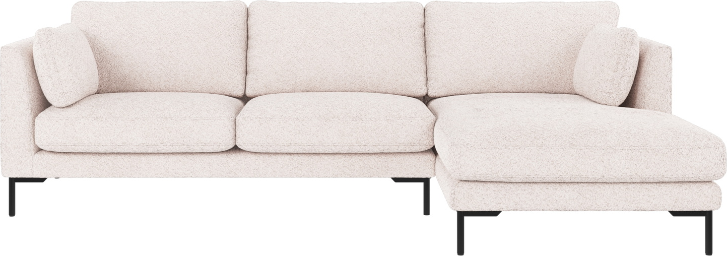 Chaiselongsofa Højrevendt Rowico Corwin Anna Hvid Polyester Med Sorte Metalben 270x160