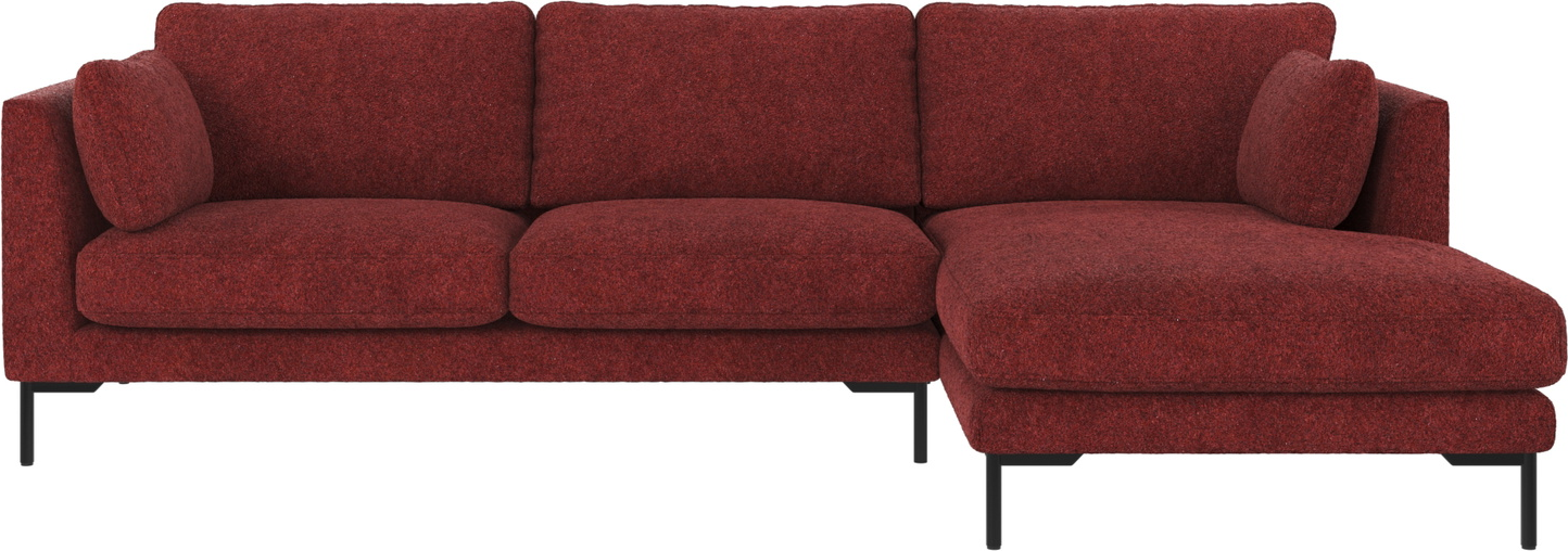 Chaiselongsofa Rowico Corwin Højrevendt Rød Anna   Stof Med Sorte Metalben 270ã 160ã 83