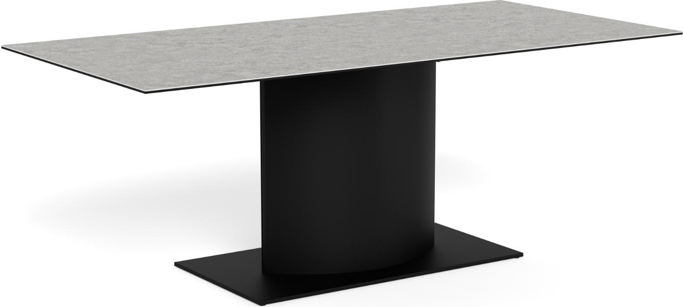 Spisebord Signature Bellora Rektangulært 200x100   Grå Anista   Keramik Mat Sort Stål
