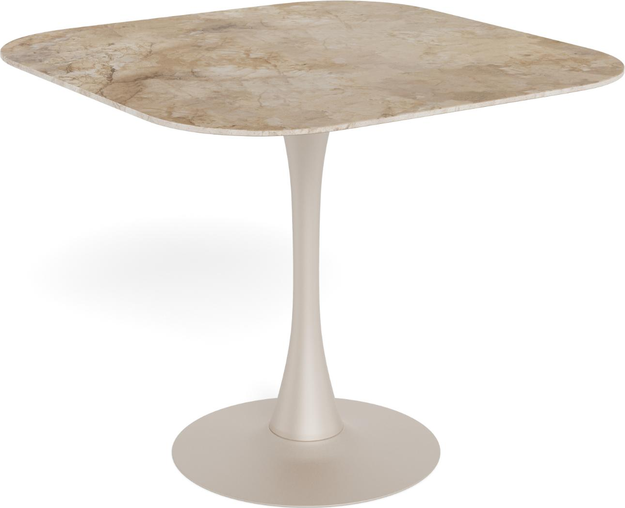 Spisebord Signature Nivella 90x90    Poleret Brun Aberta-keramik   Gråt Pulverlakeret Stålstel