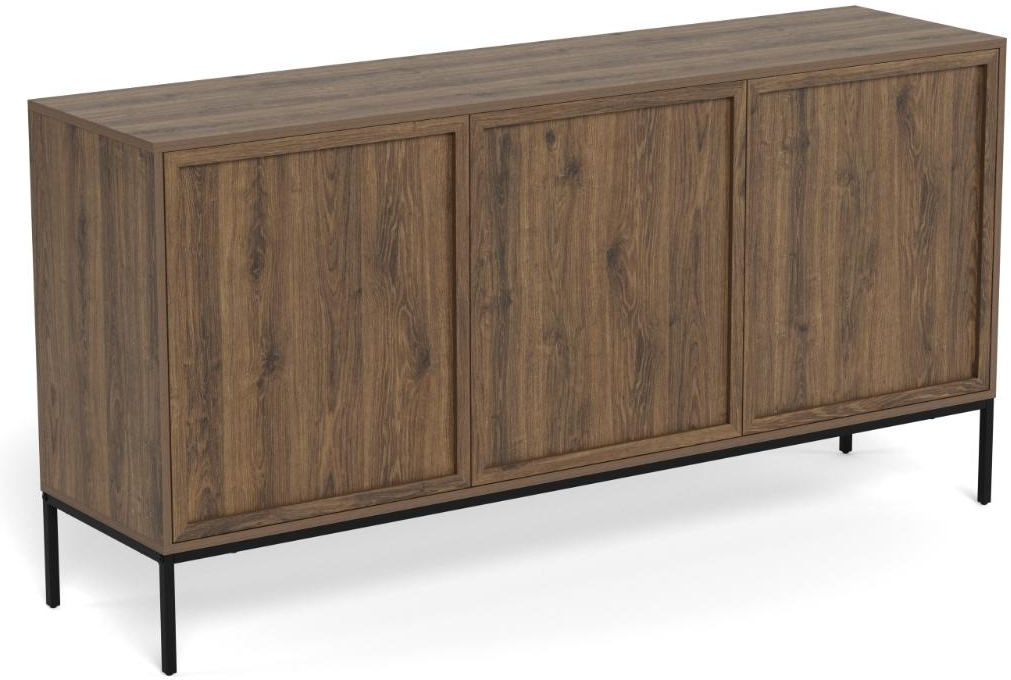 Skænk Signature Nordby   Røgefarvet  -look Mat Sort  158ã 80ã 40      Låger    Justerbare Hylder  Skub-for- -åbne
