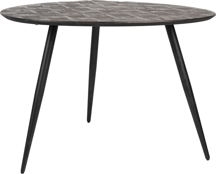 Spisebord Studio White Webster Asymmetrisk Genanvendt Teak Med Jernben 111x76   Mørk Natur