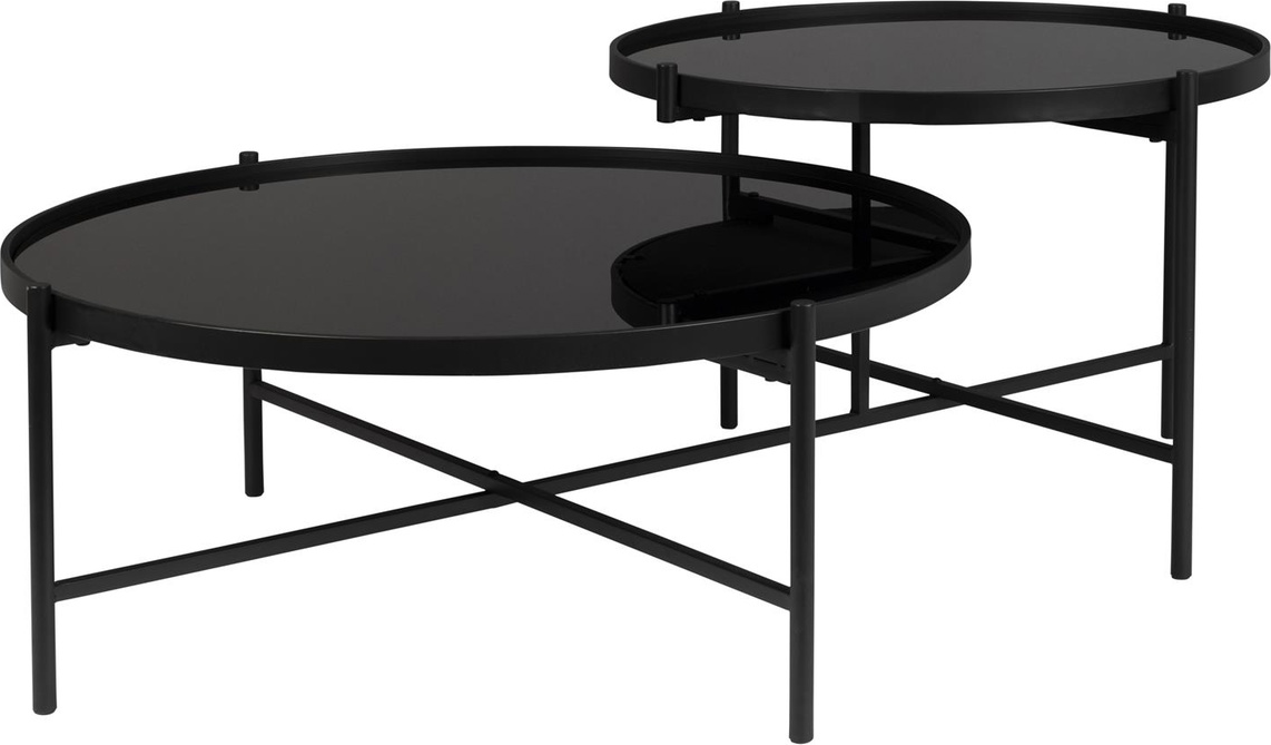 Sofabordssæt Studio White   Rund Antracit Glas   Metal H43