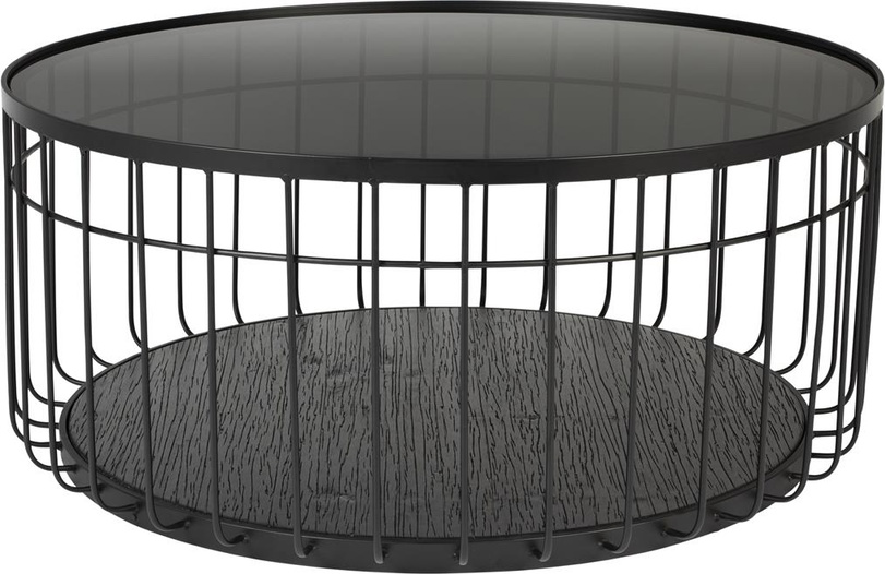 Rundt Sofabord Studio White Lance Askegrå Glas Sort Metalstel ø80   H38