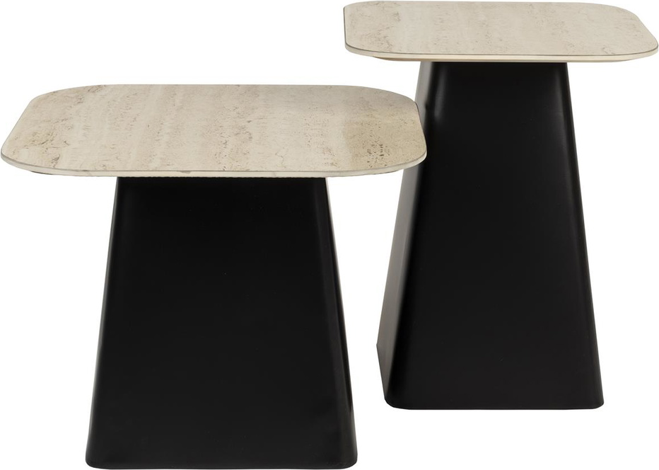 Sidebordssæt Studio White Baru   Stk   Pulverlakeret Jern Med Keramisk Bordplade  Kulsort  42ã 42ã 47