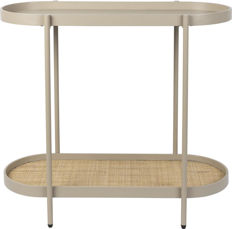 Konsolbord Studio White Amaya Oval Stenlysgrå Lakeret Mdf Metalstel 85   39   76