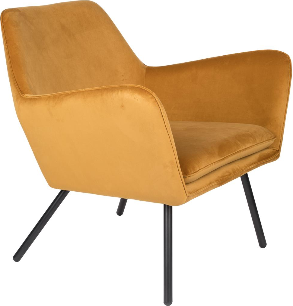Loungestol Studio White Bon Karamel Lænestol Stof  -læder Metalbase 76x78x80