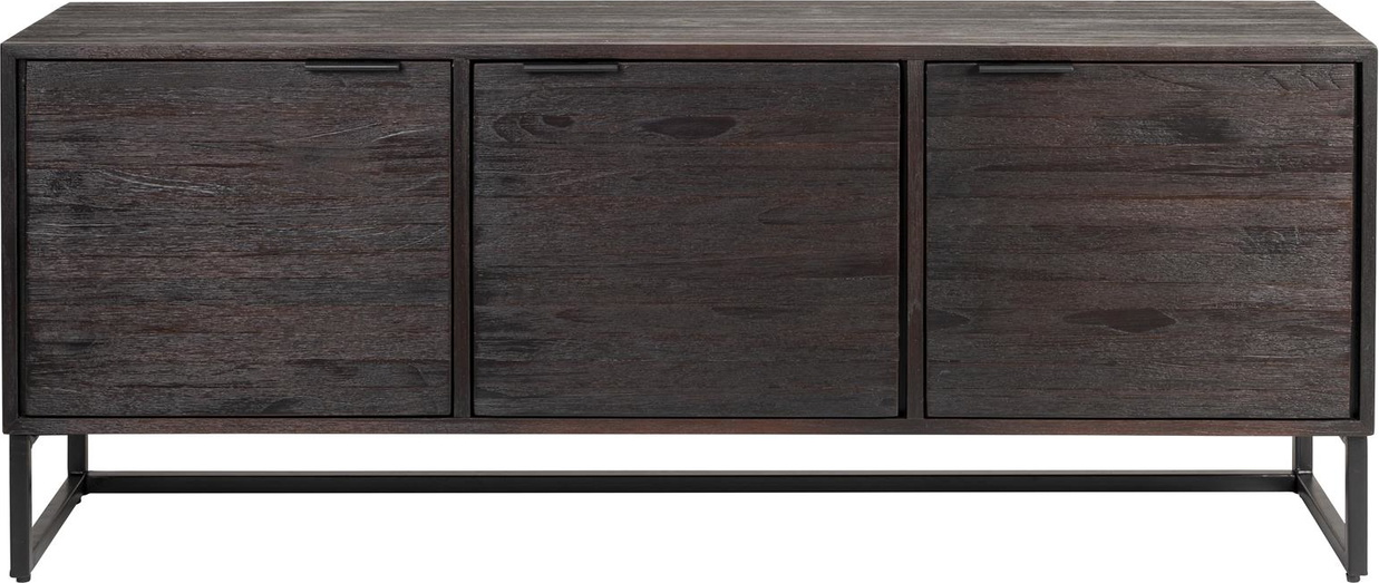 Skænk Studio White Webster 140   35   55   Askegrå Teak Med Metalben   Elegant Opbevaring Med Tre Døre  Genanvendt Teaktræ
