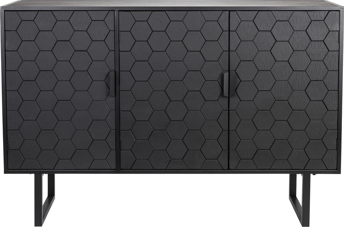 Skænk Studio White Linc Askegrå Grantræ Finér Med Hexagon-design H90xb135xd36