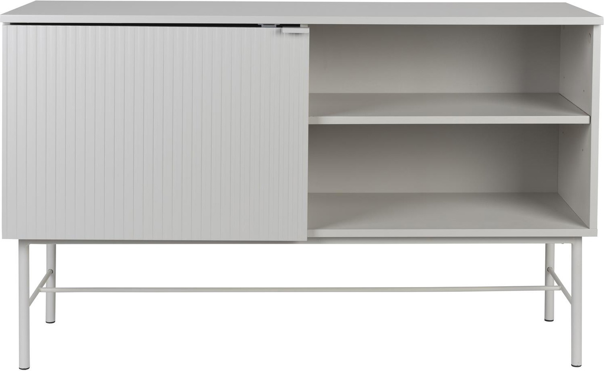 Skænk Studio White Cayo H75ã B124ã D40   Sølv Pulverlakeret Mdf Med Jernben Moderne Design