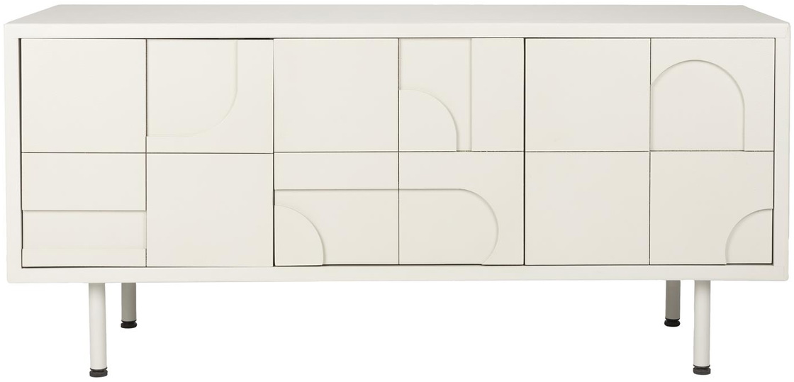 Skænk Studio White Funk Offwhite Lakeret Mdf Med Unikke 3d-døre   Organiske Former 120x55x40