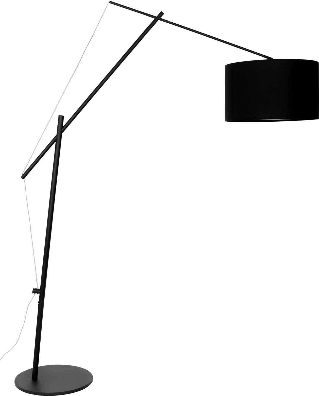 Gulvlampe Studio White Tokio   Højdejusterbar Kulsort Jernstativ Med Bomuldsskærm  Varm Hvid Belysning   -   Nedadrettet Lys