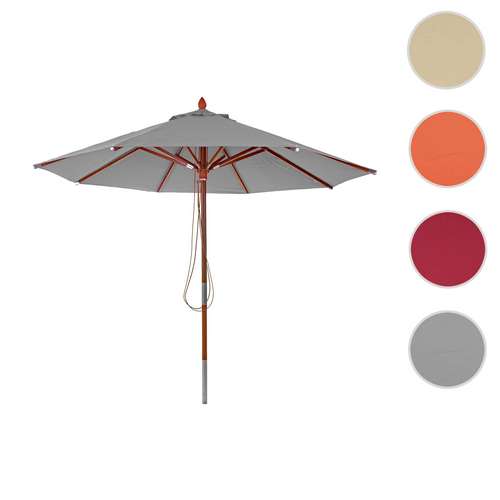 Træparasol ø300   Luksus Antracit Parasol Haveparasol ø3 Meter