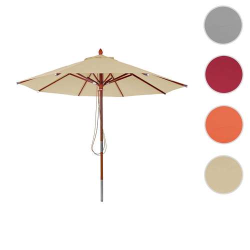 Træparasol ø300   Luksus Creme Beige Parasol Haveparasol ø3 Meter