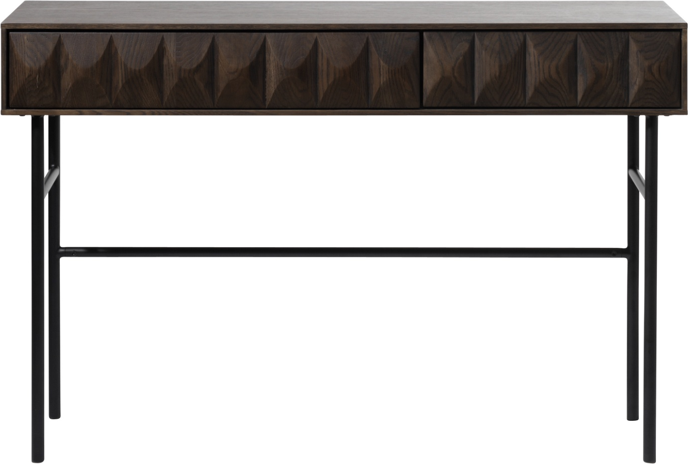 Konsolbord Nordique Design Latina Med Skuffe   Espressofarvet Massiv   Metal  117x39x75    Mørk Natur Sort
