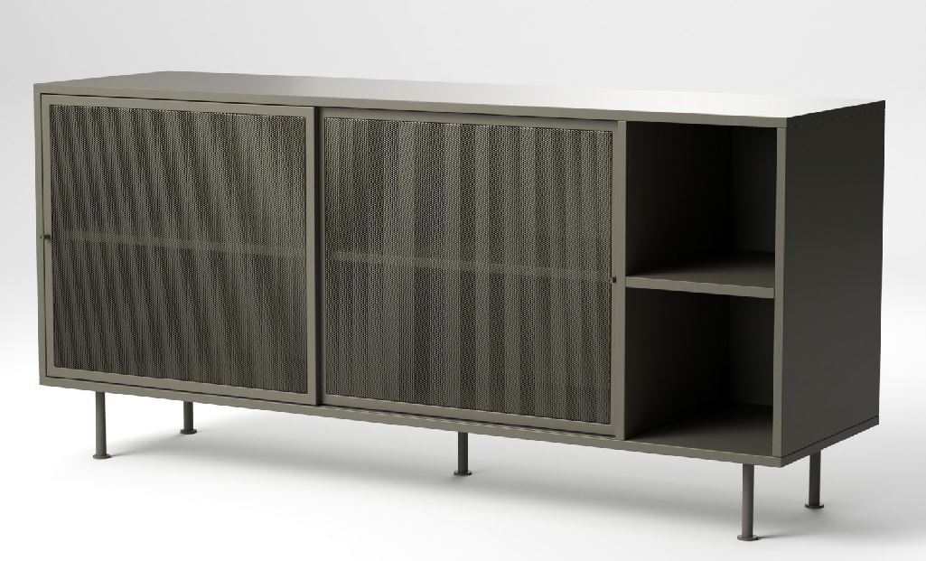 Elegant Olivengrøn Metal Skænk fra Nordique Design